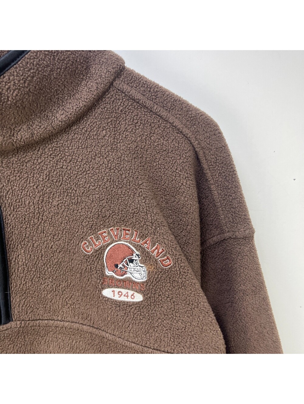 Vintage Cleveland Browns Brown Half Zip Fleece Sweater XL - Picture 3 of 10